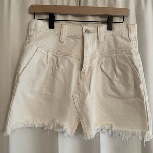 White Frayed Hem Women Denim Skirt